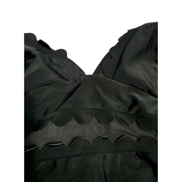 Cupshe One-Piece Swimsuit Black Scalloped V Neck Plunge Mesh Size S Bathing Suit - Picture 2 of 11